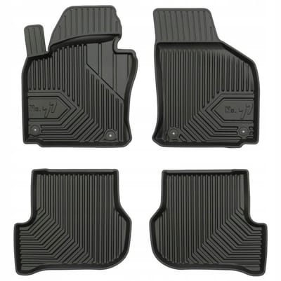 Premium Rubberen Mattenset No.77 - Geschikt voor VW Golf VI 2008-2012 - Perfecte Pasvorm - TPE Elastomeer - Zwart - 4-delig - FROGUM