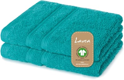 Lavea® 2 Wasdoekjes 30x30 cm van 100% biologisch katoenen badstof, zacht en absorberend, voor thuis, hotel en spa – ook ideaal als gezicht- en handdoekje – Oceaanblauw
