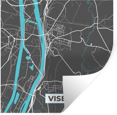 Muurstickers - Sticker Folie - Stadskaart – Grijs - Kaart – Visé – België – Plattegrond - 100x100 cm - Plakfolie - Muurstickers Kinderkamer - Zelfklevend Behang XXL - Zelfklevend behangpapier - Stickerfolie