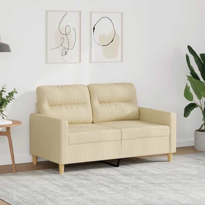 vidaXL - Tweezitsbank - 120 - cm - stof - crèmekleurig
