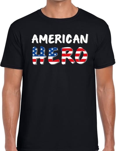 American hero tekst t-shirt voor heren - zwart S