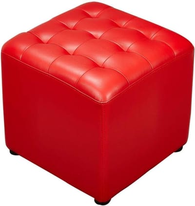 Voetenbank Kubus - Zitpoef - Ontspannen Zitten - Massief Houten Frame - 40x40x35cm - Rood