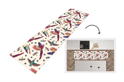Keukenloper 200x50 cm - Keukenmat vinyl Patronen - Vintage - Vogels - Keukenmatten loper - Keuken vloerkleed tapijt