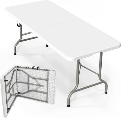 Klaptafel 18 m - Feesttafel Bankettafel - Veelzijdig Gebruik - Robuust Metalen Frame - 180 cm - Wit