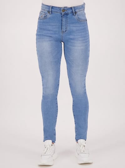 Je m'appelle Dames Broek Slim fit Met stretch - Blauw - Maat XL
