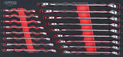 Gemengde sleutelmodule - Steekringsleutelset - Werkplaatsonderhoud - 17-delige set - 6-22 mm - Zwart