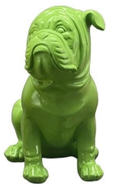 Beeld hond bulldog groen 18 cm Exner