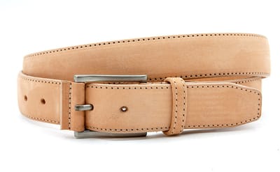 Naturel kleurige nubuck riem heren - 3.5 cm breed - Leer - Jeans riem - Sportief - Maat 90
