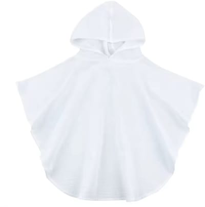 Badponcho - Hydrofiel - Snel drogend - Mousseline - voorkant 44CM totaal 68CM lang - 1 tot 3 jaar - Wit