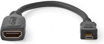 Nedis High Speed ​​HDMI-Kabel met Ethernet - HDMI Micro-Connector - HDMI Output - 4K@30Hz - 10.2 Gbps - 0.20 m - Rond - ABS / PVC - Zwart - Label