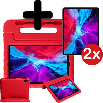 Hoesje - Geschikt voor Apple iPad Pro (2020) - 11 inch - Met 2x Screenprotector - Kinderhoes - Shockproof Bumper - Kidsproof Case - Tablethoes - Kinder Hoes Cover - Rood