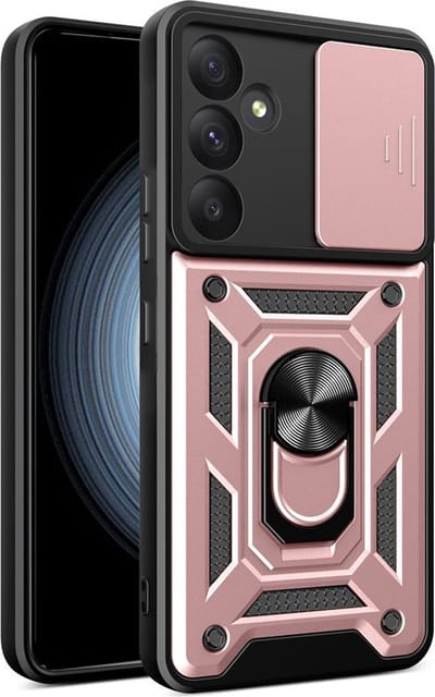 MobyDefend Hoesje - Geschikt voor Samsung Galaxy A35 - Pantsercase Met Draaibare Ring - Rosé