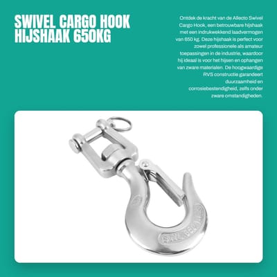 Dailygoods- Hijshaak 304 Roestvrij Staal - Swivel - Vergrendeling - Laadvermogen 650kg/1000kg - Industrieel - Kwaliteitsproduct - Hijsmateriaal