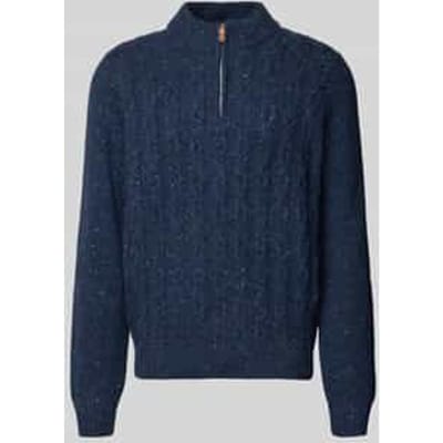 Fynch-Hatton Trui Troyer Zip Cable Knit Donegal Navy / male