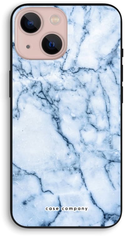 Case Company® - Hoesje geschikt voor iPhone 13 mini hoesje - Blauw marmer - Biologisch Afbreekbaar Telefoonhoesje - Bescherming alle Kanten en Schermrand
