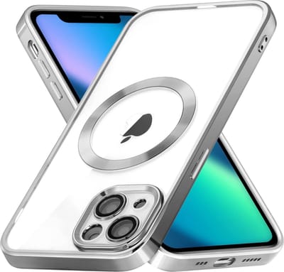Hoesje Geschikt voor iPhone 13 Magsafe hoes backcover – Lens beschermer – Transparant / Zilver
