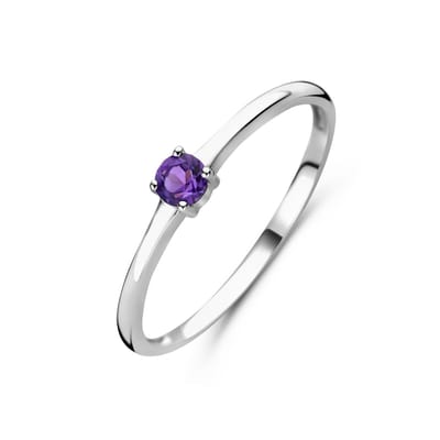 Gerhodineerd Zilver Ring Met Geboortesteen Amethist Februari 1337074