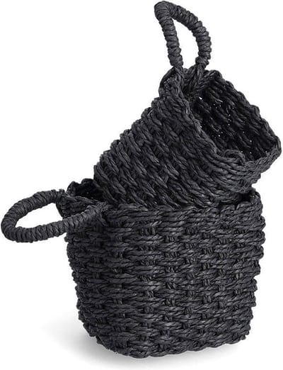Opbergmanden met handvat, papieren vlechtwerk, 2 stuks