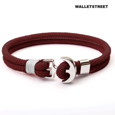 Walletstreet Rope Chain Anker Armband-Bordeaux Rood- Armband 21 -voor mannen en vrouwen-Kerstcadeau-Ideale geschenk