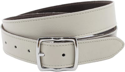 Dames riem beige - Basic leren riem 3,5cm met zilverkleurige gesp - Leer - Basic riem - Casual chique - Maat 85