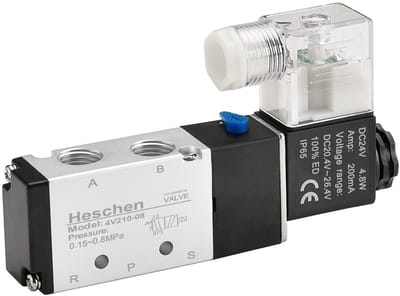 Allecto - Pneumatische Solenoidklep - 5-Weg - Compacte Afmetingen - PT 1/4 - DC 24V - Voor Automatisering - Aluminium
