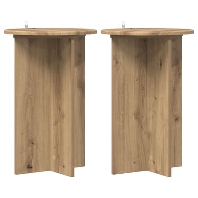 vidaXL - Plantenstand - 2 - st - Artisanaal - eiken - Ø40 - x - 60 - cm - Bewerkt - hout