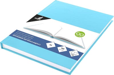 Dummyboek K5357 Kangaro schetsboek, A5, blanco met blauwe pastel hardcover, 80 vellen, 100 gram, wit, zuurvrij papier