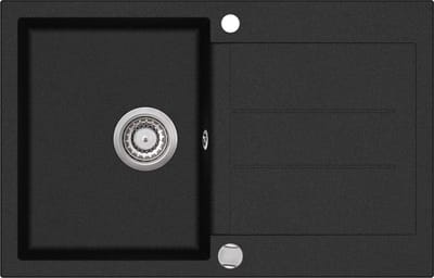 GURARI spoelbak SQT 101 -601 AW., (1 st), keuken gootsteen, inbouw granieten gootsteen zwart, incl. sifon,780x500