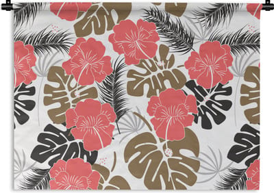 Wandkleed - Wanddoek - Exotische planten - Patronen - Hawaii - 60x45 cm - Wandtapijt