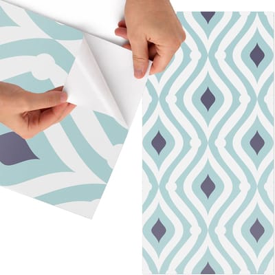 Tulup Meubelfolie - Optimistisch patroon Meubelfolie Zelfklevend - 75x150 cm - Blauw Meubelfolie - Decoratiefolie Zelfklevend - Geometrische Meubelfolie - Meubelfolie Zelfklevend - Badkamer decoratie - Achtergronden en patronen