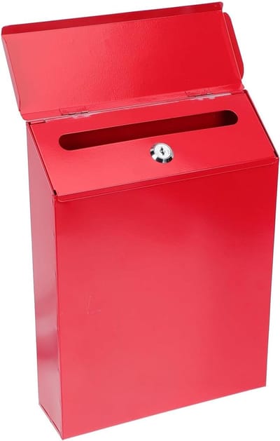 Wandbrievenbus Met Slot - 2 Sleutels - Grote Capaciteit - Metaal Rood - Voor Brieven, Tijdschriften & Kleine Pakketjes