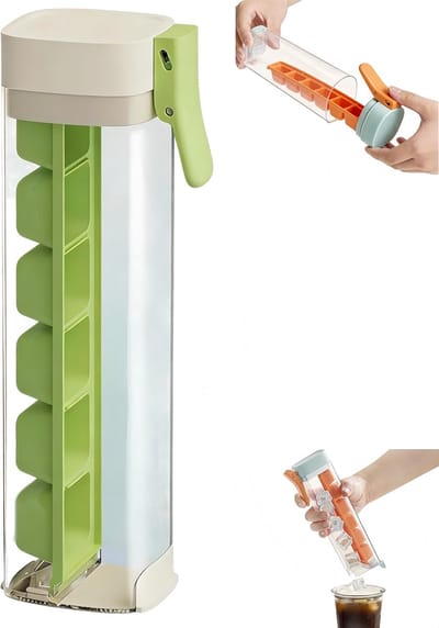IJsblokjesvorm – IJsvormpjes - IJsblokjesmal – Druksysteem – Herbruikbaar – Geschikt voor cocktails en ijsthee – 213x43x81 mm - Groen