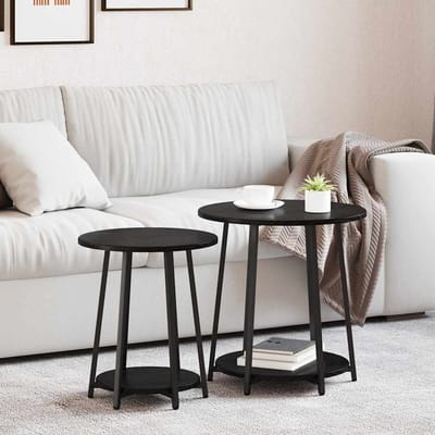 vidaXL - Bijzettafelset - 2 - st - Zwart - Eiken - 50 - x - 50 - x - 51 - cm