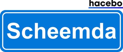 Hacebo - Plaatsnaam Sticker - 29x10 CM - Scheemda sticker - Verkeersborden sticker - grappige cadeaus - Scheemda