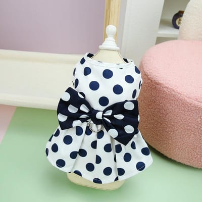 Zomerdunne Huisdierkleding Stippenjurk Schattige Casual Strik Hondenkleding Koel en Ademend Hondensjaal Hondjurken voor Kleine Honden XL