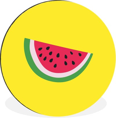 WallCircle - Wandcirkel - Muurcirkel - Fruit - Watermeloen - Geel - Aluminium - Dibond - 30x30 cm - Binnen en Buiten