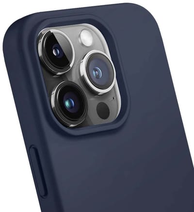 Jaym, Hoesje geschikt voor iPhone 14 Pro - Siliconen met Microvezel, Blauw
