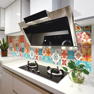 Zelfklevende tegelmuurstickers voor keuken en badkamer - 30 LAURANA AZULEJOS tegelstickers - 30 stickers 20x20cm