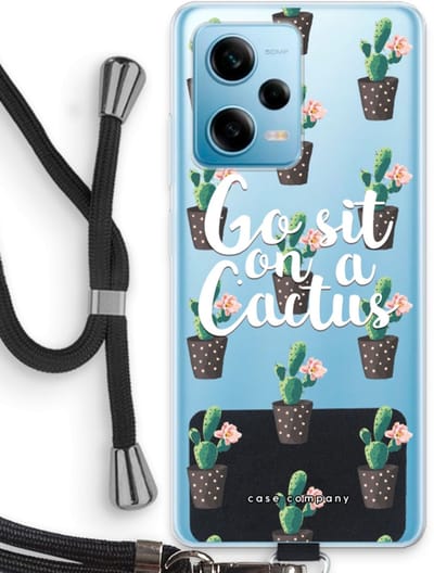 Case Company® - Hoesje met koord geschikt voor Xiaomi Redmi Note 12 Pro 5G hoesje met Koord - Cactus quote - Telefoonhoesje met Zwart Koord - Bescherming aan alle Kanten en Over de Schermrand