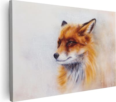 Artaza Canvas Schilderij Vos - 30x20 cm - Klein - Wanddecoratie Dieren - Muurdecoratie Dierenhoofd - Kamer Accessoires