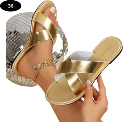 Livano Slippers Dames - Teenslippers - Flip Flops - Comfortabel - Zomer - Goud 36