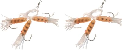 Set van 2 kabeljauwvoorvakken van Behr rubber octopus 3 armen lichtgevende inktvis Noorwegen volledig gemonteerd lengte 150 cm, haakmaat 6/0, lijndikte 0,70 mm