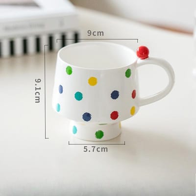 Kleurrijk Stippen Beker Creatief Kelk Huishoudelijke Keramische Mok Koffiemok High-End Verfijnd Koppel Waterbeker 400ml gray