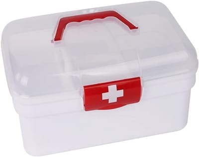 Draagbare Medicijnbox en EHBO-Opbergdoos met 2 Vakken - Klein en Groot Formaat