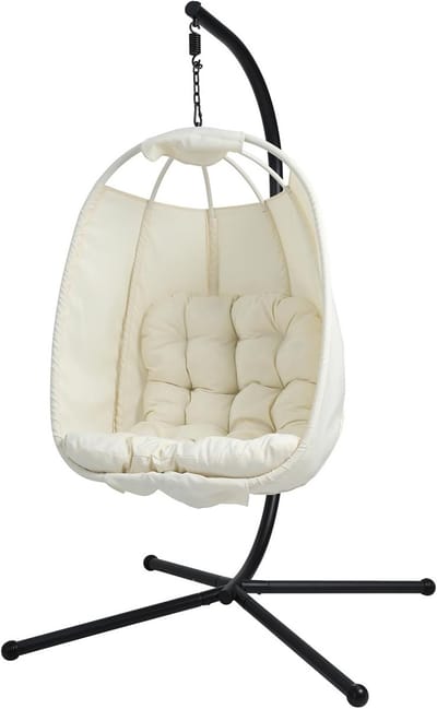 Inklapbare Hangstoel met Stevig Frame voor Binnen en Buiten Beige