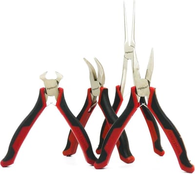 Set van 4 Mini Tangen - Punt-, Kromme- en Rechte Pliers, En Cutter - Perfect voor Knippen en Buigen van Draad