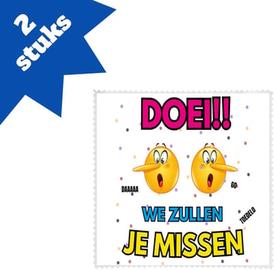 Akyol - doei emoji brillendoekjes - Afscheid bedank cadeau - een collega - werk - afscheidscadeau - verjaardagscadeau - 17,8 bij 17,8 cm - 2 stuks