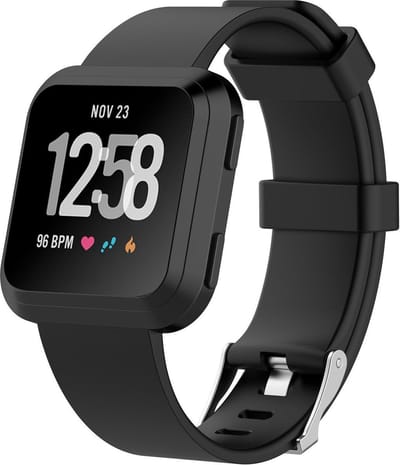 New Age Devi - Zacht Siliconen Bandje - Geschikt Voor Fitbit Versa 2 en Lite - Kleur Zwart
