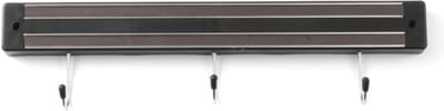 HENDI Messenmagneet met 3 haken – zwart – 34 cm – dubbele magneetstrip