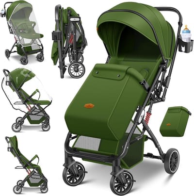 Lichte Kinderbuggy Opvouwbaar incl. Voetenzak en Regenhoes - Geschikt Vanaf Geboorte
